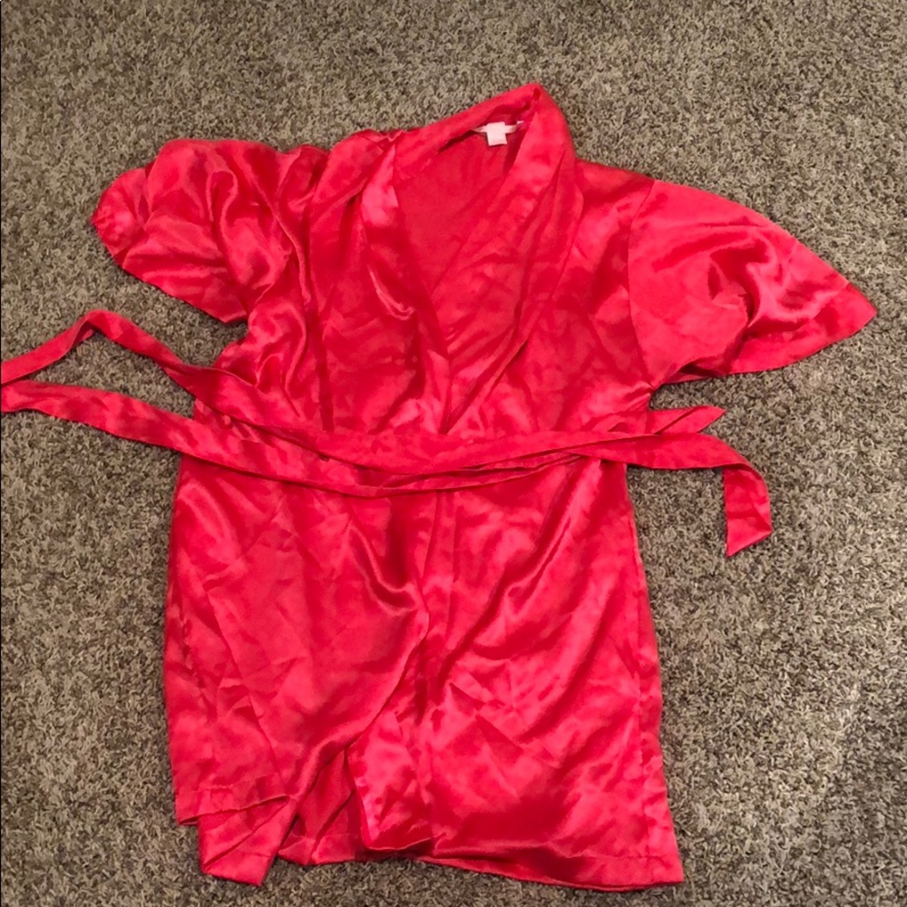 Victoria’s Secret hot pink satin robe